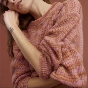 Everlane Alpaca Crew Striped Pink